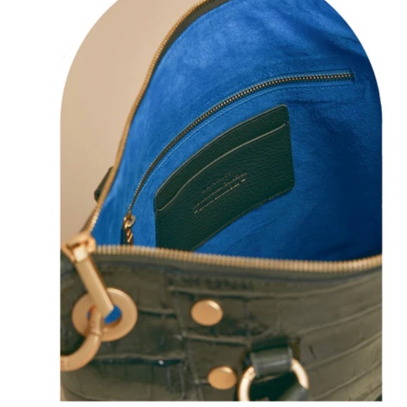 Hammitt Daniel Medium Manhattan Green Crocodile-Embossed Tote with Gold Details - Picture 4 of 13